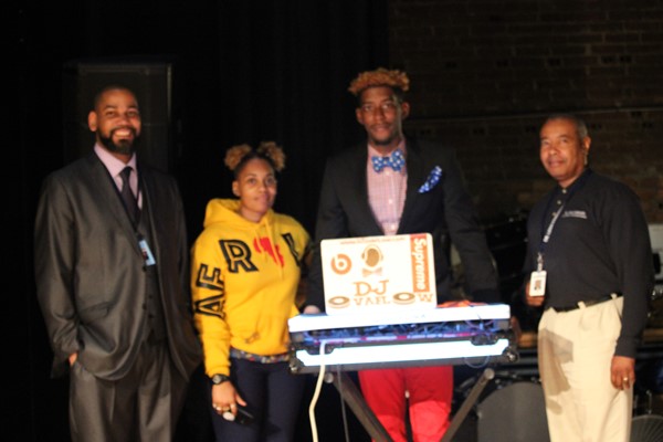 Mr. Brewer with DJ Ovaflow, Ms. Wright and Mr. Johnson